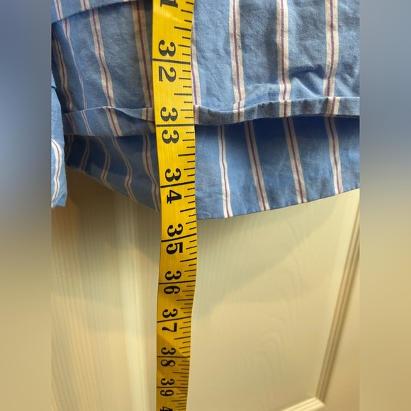 Anthropologie pull on culotte cotton pants Blue Striped - Picture 7 of 12